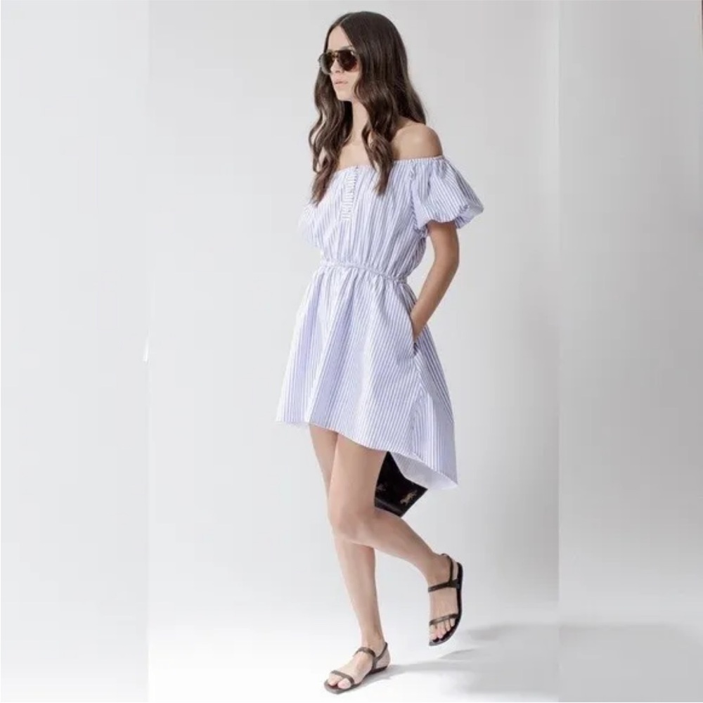 Caroline Constas Bardot striped flare dress